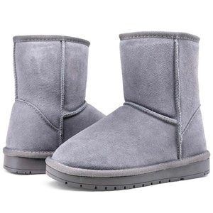 Grey Suede ankle boots w/ thick fur lining